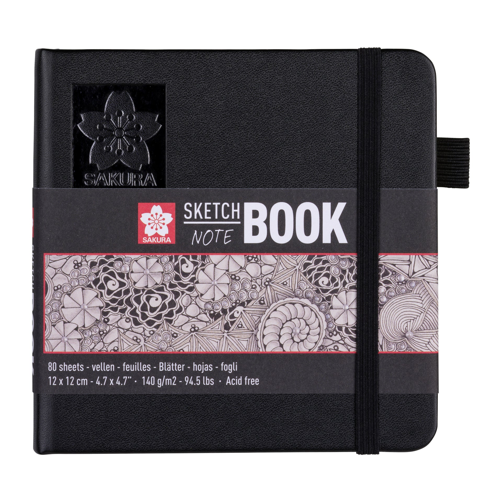 Sakura -  Schetsboek 80 witte vellen 120x120mm zwart