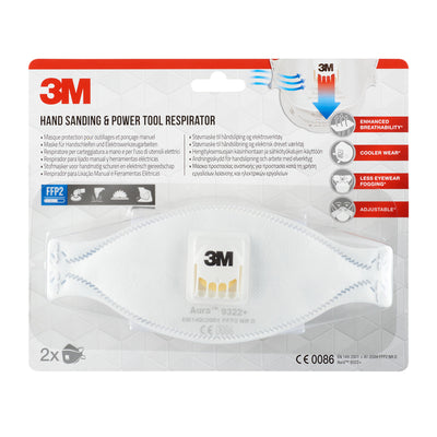 3M - Staubmaske Aura 9322 FFP2 Ventil 2 Stück | 6 Stück