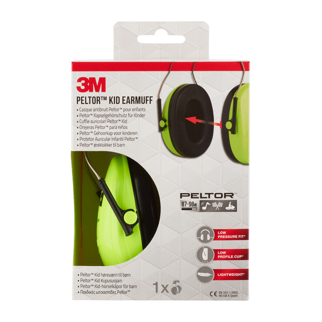 3M - Casque antibruit peltor enfants h510ak (87-98 db) vert | 6 pièces