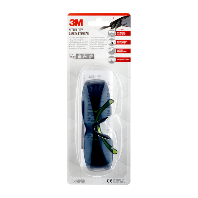 3M - Veiligheidsbril 3m securefit sf400g grijs getint | 6 stuks