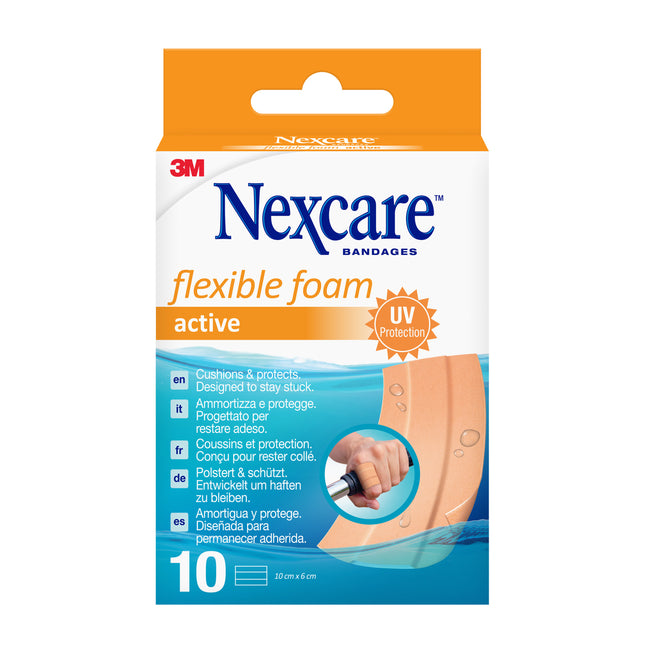 Nexcare -  Wondpleister  active flex foam 6x10cm 10st | 14 stuks