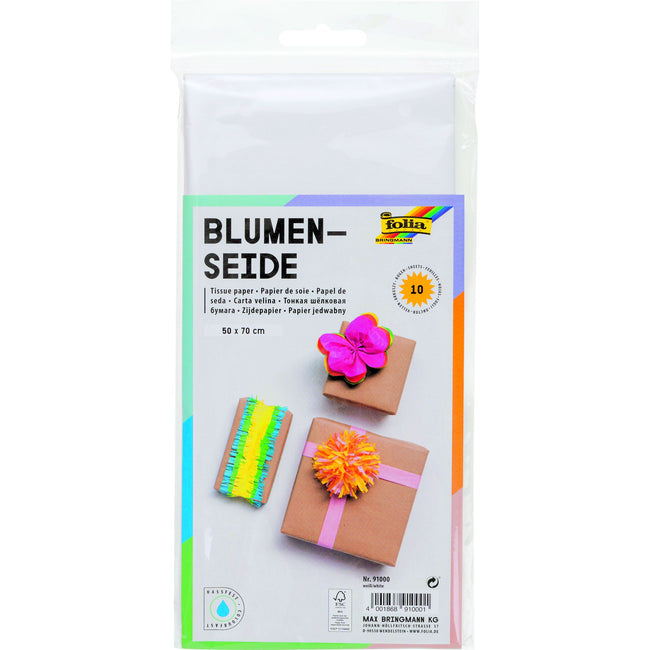 Folia Paper - Seidenpapier Folia 50x70cm 20gr Nr00 weiß 10 Blatt | 10 Stück