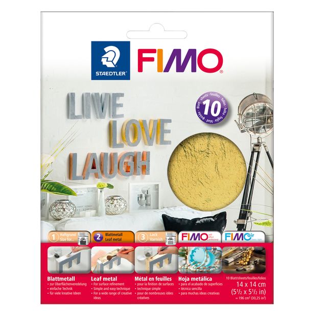 Fimo Staedtler - Feuille de métal Fimo 14x14cm 10 feuilles or