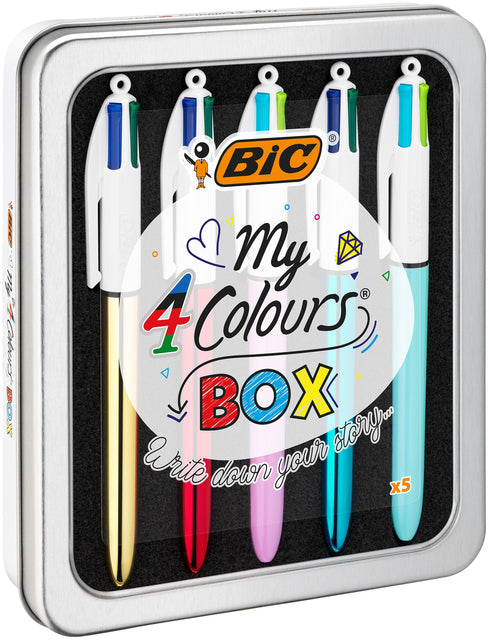 Bic - Stylo bille 4 couleurs My medium boîte assortie de 5 pièces