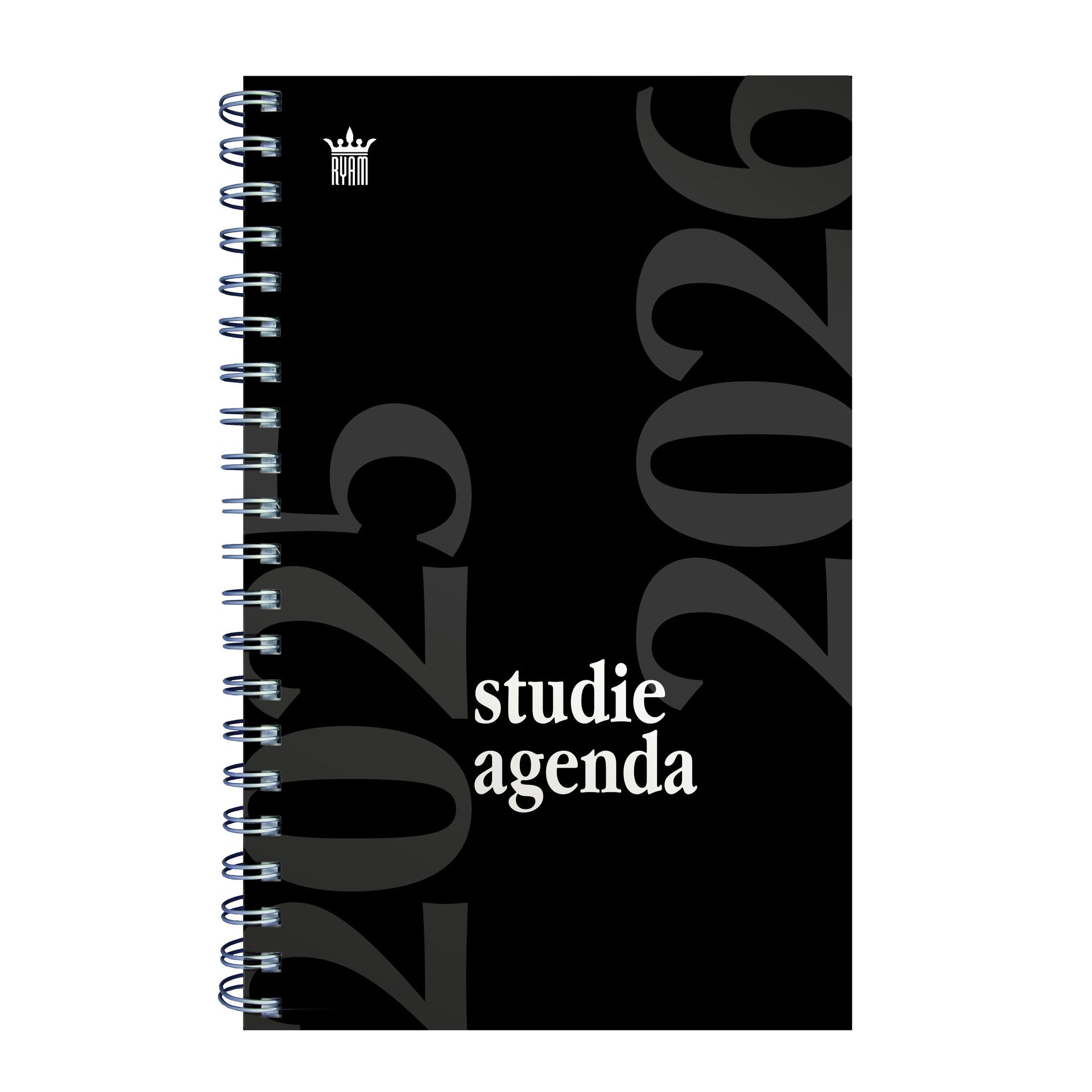 Ryam - Agenda scolaire 2025-2026 Étude 7 jours/2 pages spirale noir