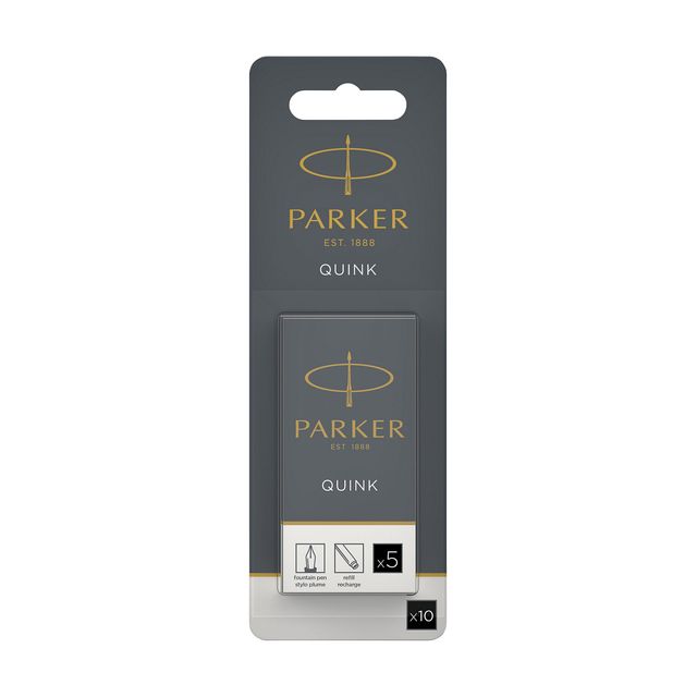 Parker - Cartouche d'encre Quink noire blister de 10 pièces