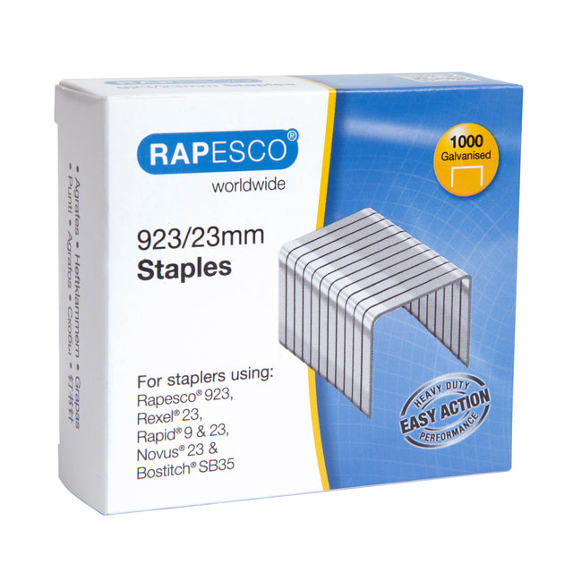 Rapesco - Heftklammern Heavy Duty 923 23mm 1000 Stück Silber | 10 Stück