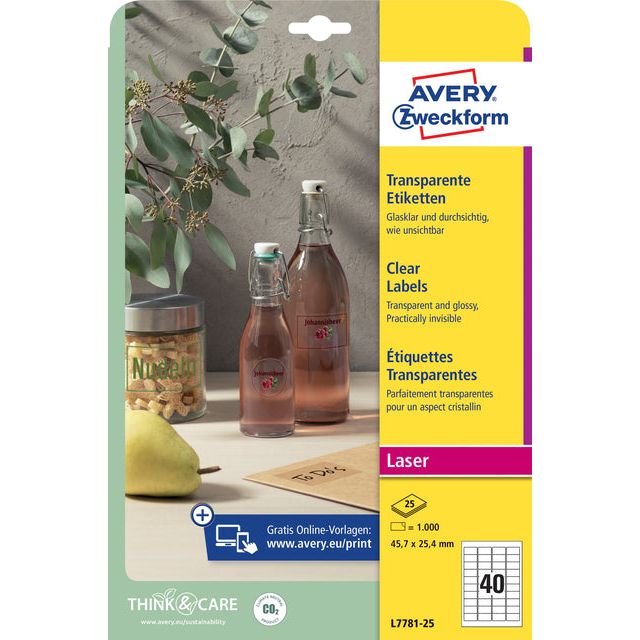 Avery Zweckform - Label Avery L7781-25 45.7x25.4 Transparent 1000st