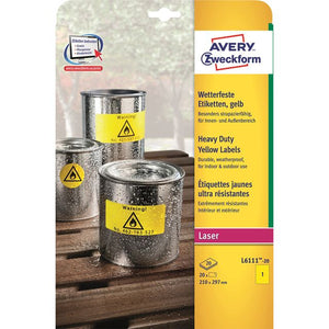 Avery Zweckform -  Etiket avery l6111-20 210x297mm geel 20st