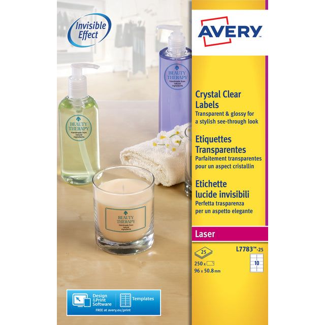 Avery - Etiket  l7783-25 96x50.8mm transparant 250st