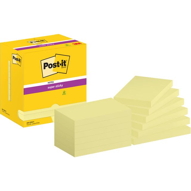 Post-it-memoklok post-it 655 super collante 76x127 mm jaune