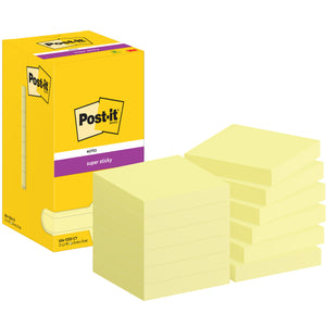 Post-it -  Memoblok  654 super sticky 76x76mm geel | 12 stuks