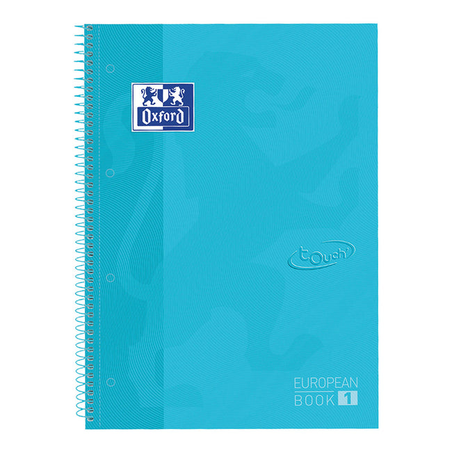 Oxford -  Notitieboek Touch peanbook A4+ 4-gaats lijn 80vel pastel blauw | 5 stuks