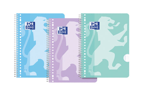 Oxford - Bloc de cours School A4+ ligne 23 trous 160 pages 80gr pastel assortis 3 pièces