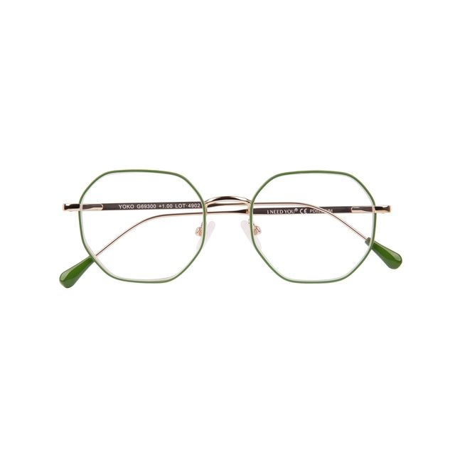 I Need You -  Leesbril  +3.00dpt yoko groen-goud
