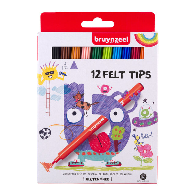 Bruynzeel - Felt -Tip stylos Bruynzeel Set de 12 couleurs | 6 pièces