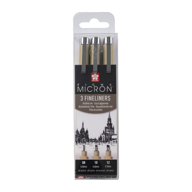 Sakura -  Fineliner Pigma Micron set à 3 schrijfbreedtes zwart | 6 stuks
