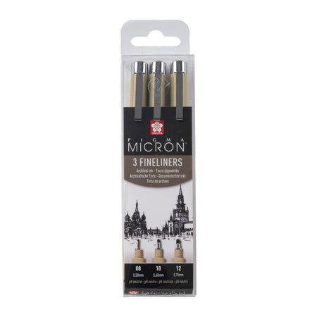 Sakura - Fineliner Pigma Micron lot de 3 largeurs d'écriture noir | 6 pièces