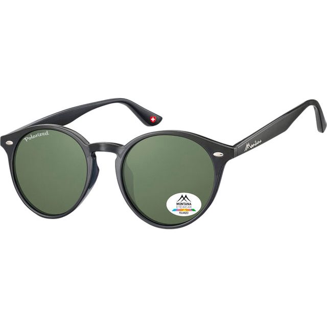 Montana - Sonnenbrille Montana Green G15 Polar Round Glas Schwarz