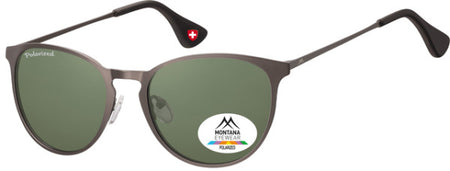 Montana - Lunettes de soleil avec verre rond polarisé vert G15 couleur acier