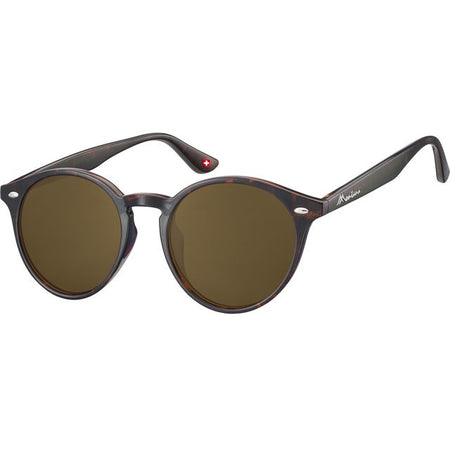 Montana - Lunettes de soleil avec tortue en verre rond marron