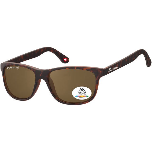 Montana - Lunettes de soleil Montana avec une tortue mate en verre polaire brune