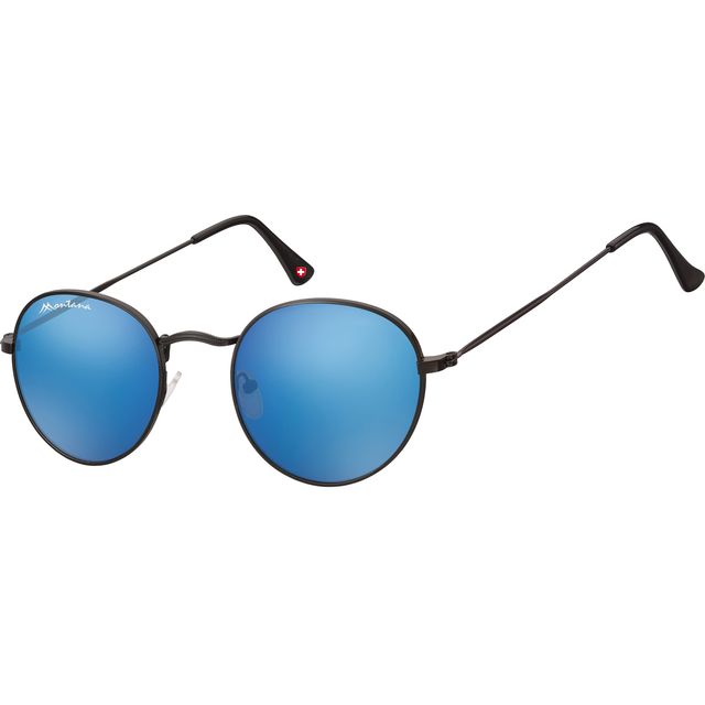 Montana -  Zonnebril  revo blauw rond glas mtl mat zw