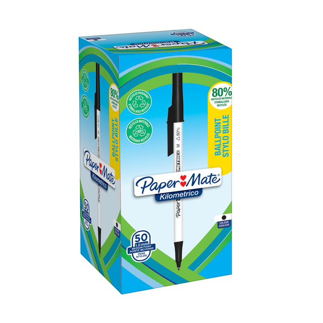 Paper Mate -  Balpen Kilometrico Recycled medium zwart