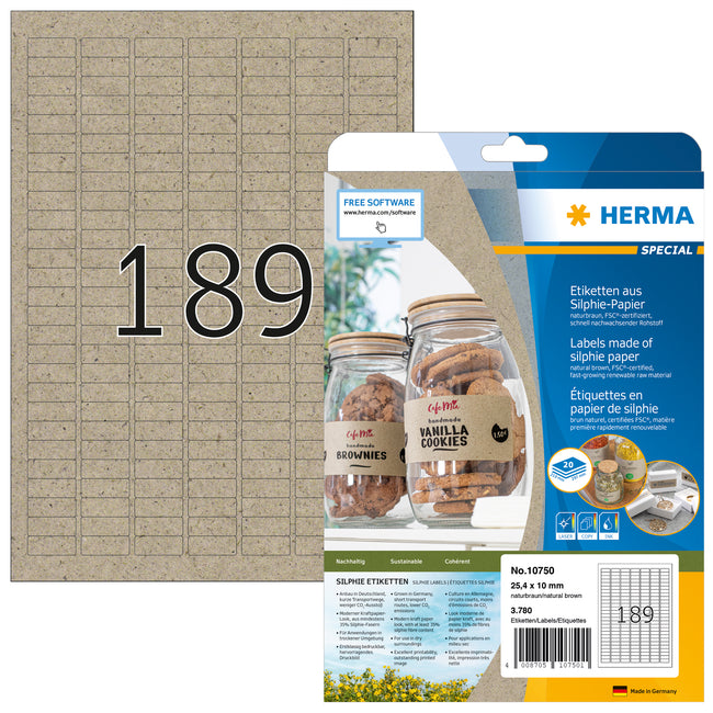 HERMA - Etikett 10750 25,4 x 10mm silphiebraun 3780 Stück