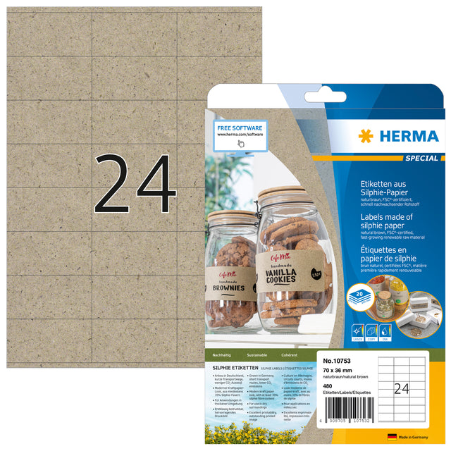 HERMA -  Etiket  10753 70x36mm silphie br 480st