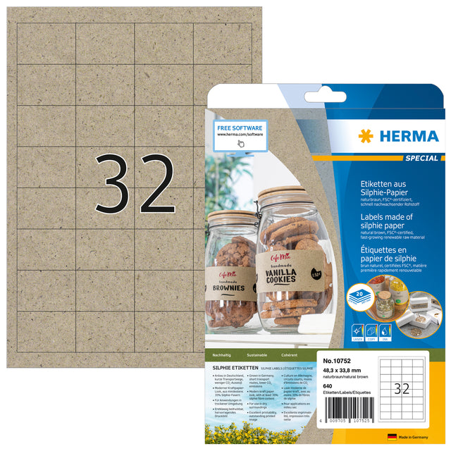 HERMA - Etikett 10752 48,3x33,8mm silphiebraun 640 Stück