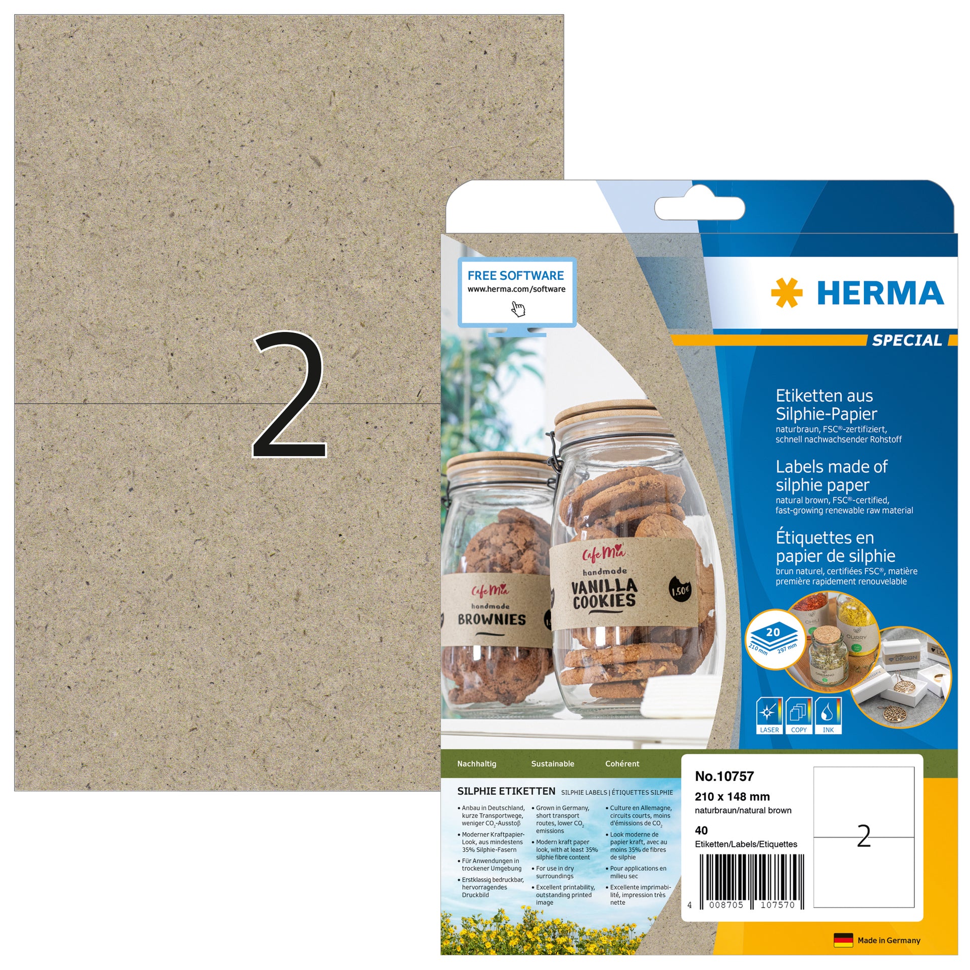 HERMA - Etikett 10757 210x148mm silphiebraun 40 Stück