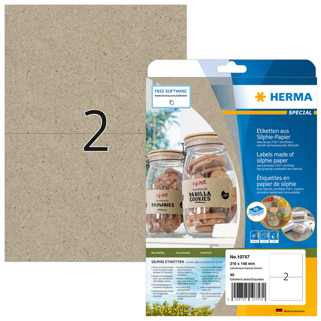 HERMA - Etikett 10757 210x148mm silphiebraun 40 Stück