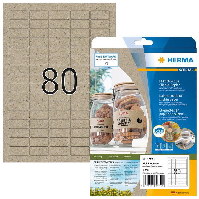 HERMA -  Etiket 10751 35.6x16.9mm silphie bruin 1600 stuks
