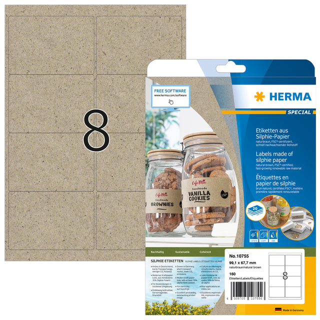 HERMA - Etikett 10755 99,1x67,7mm silphiebraun 160 Stück