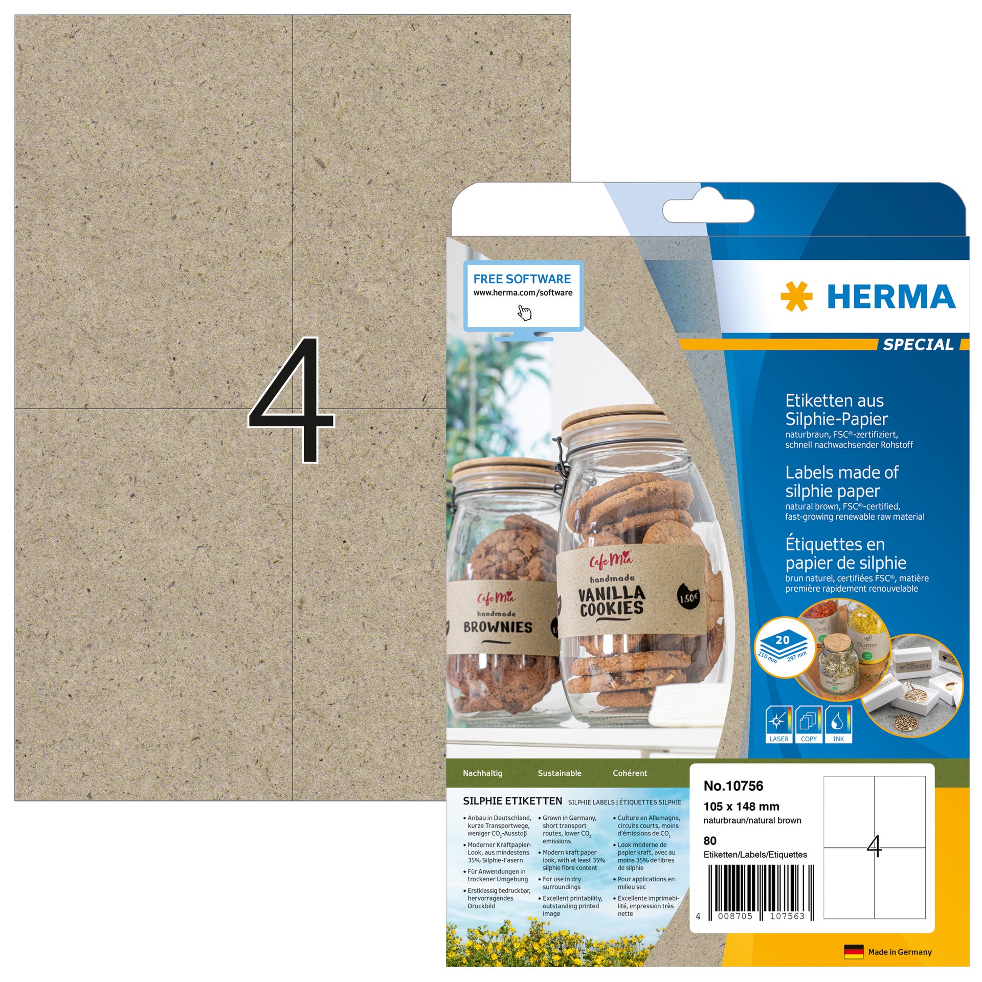 HERMA - Etikett 10756 105x148 mm silphiebraun 80 Stück