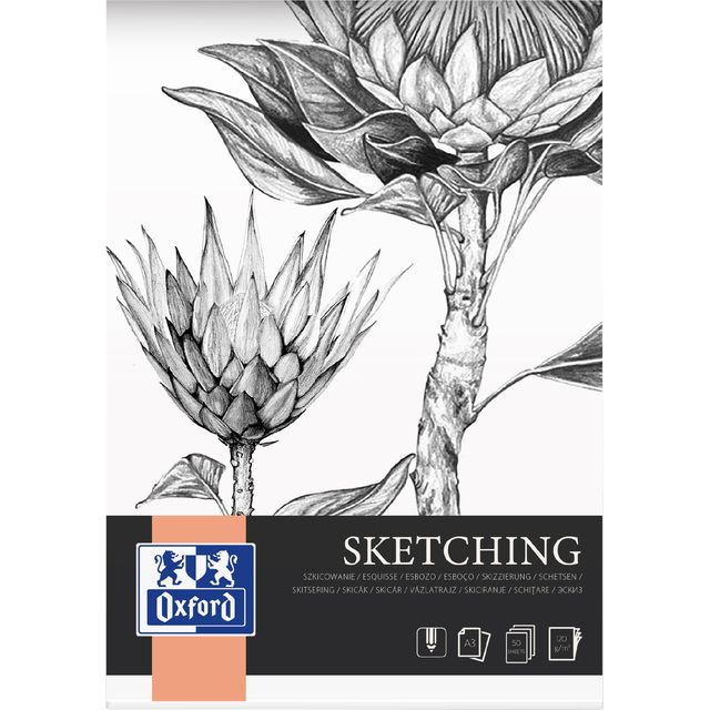 Oxford - Bloc à dessin Sketching A3 50 feuilles 120 grammes | 5 pièces