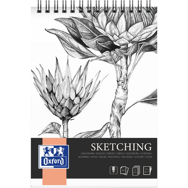 Oxford -  Tekenblok  sketching a4 50 vel spiraal | 5 stuks