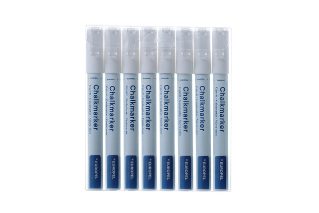 Europel - Marqueur à craie peel 3mm étui blanc 8 pièces