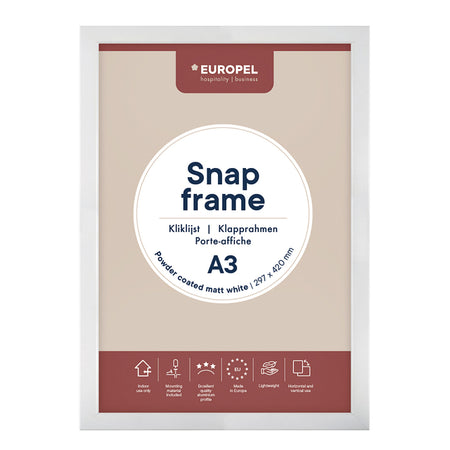 Europel - Cadre à clic peel A3 25mm blanc mat