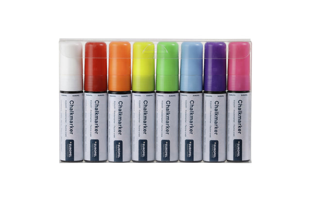 Europel - Marqueur craie peel 15mm étui assorti 8 pièces