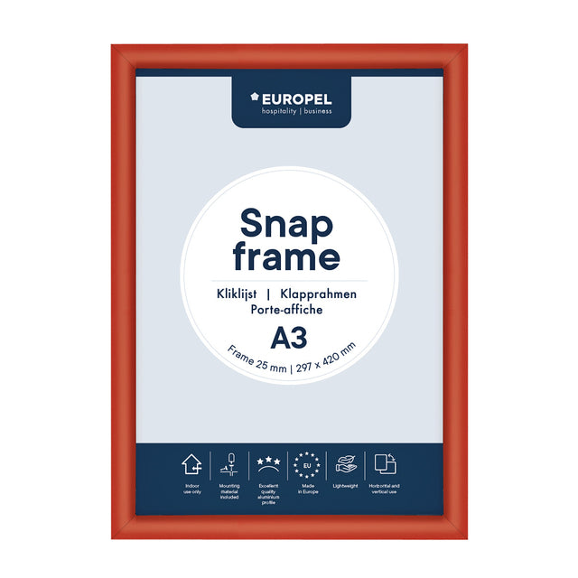 Europel -  Kliklijst  a3 25mm rood