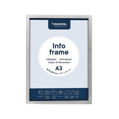 Europel - Cadre d'information autocollant A3 argent