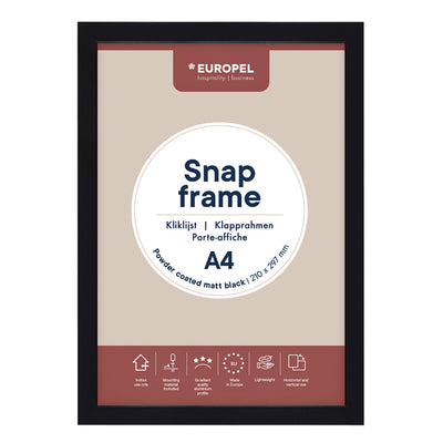 Europel - Cadre à pression amovible A4 25mm noir mat | 10 pièces