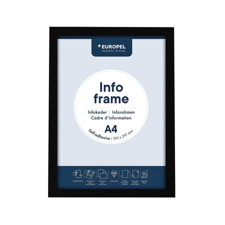 Europel - Cadre d'information autocollant A4 noir