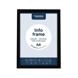 Europel - Cadre d'information autocollant A4 noir