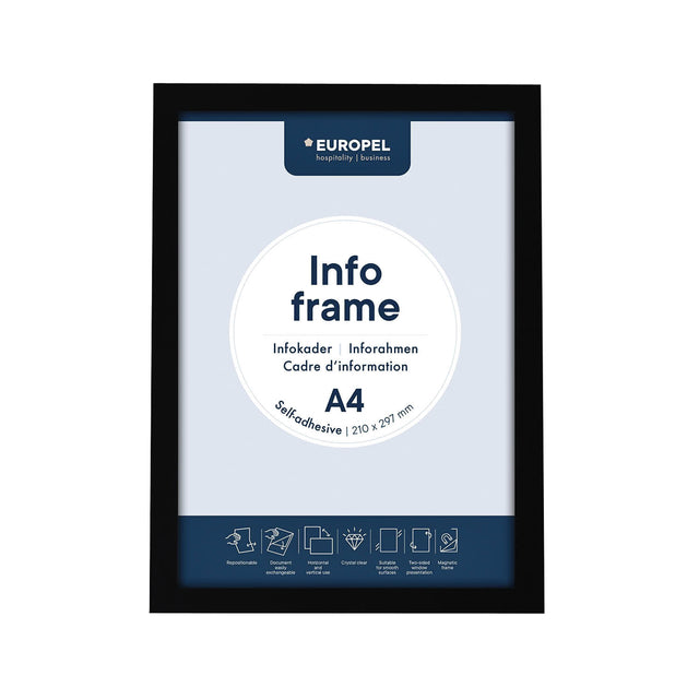 Europel - Pel zelfklevend kader ft A4, zwart, pak van 2 stuks
