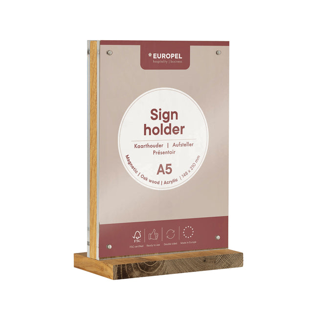 Europel -  Kaarthouder pel A5 acryl/hout/magneet