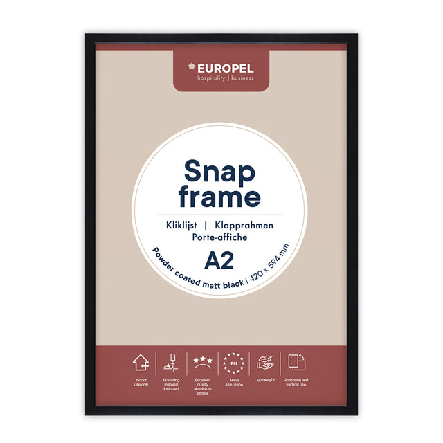 Europel - Cadre à pression peel A2 25mm noir mat | 10 pièces