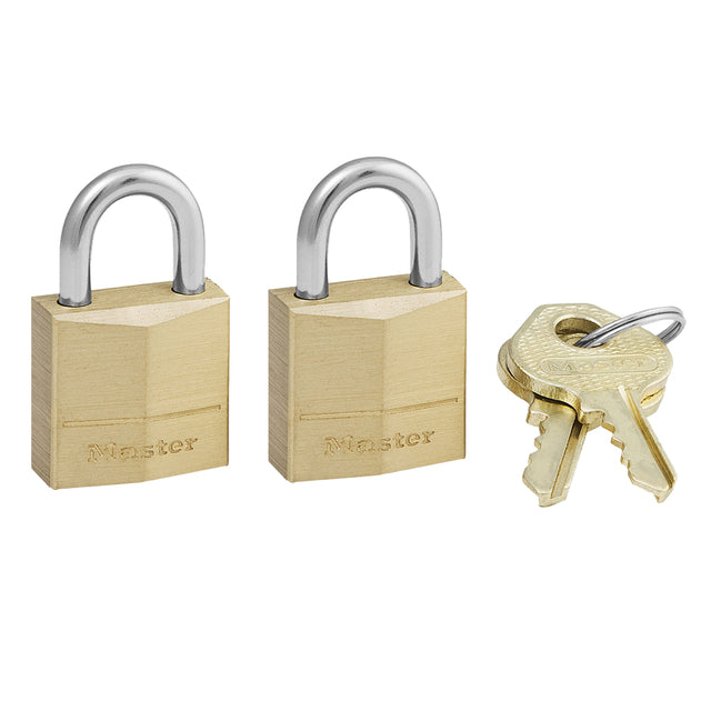 Master Lock - Vorhängeschloss MasterLock 2 gleichschließend Messing 20 mm 2 Stück